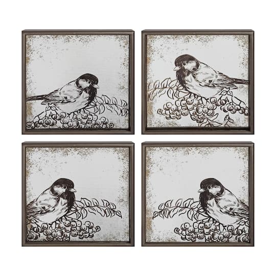 Melrose 8" x 8" Bird Silhouette Mirror Plaques Set